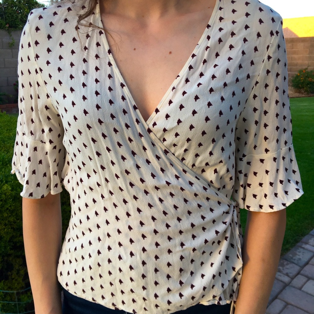Printed Wrap Blouse